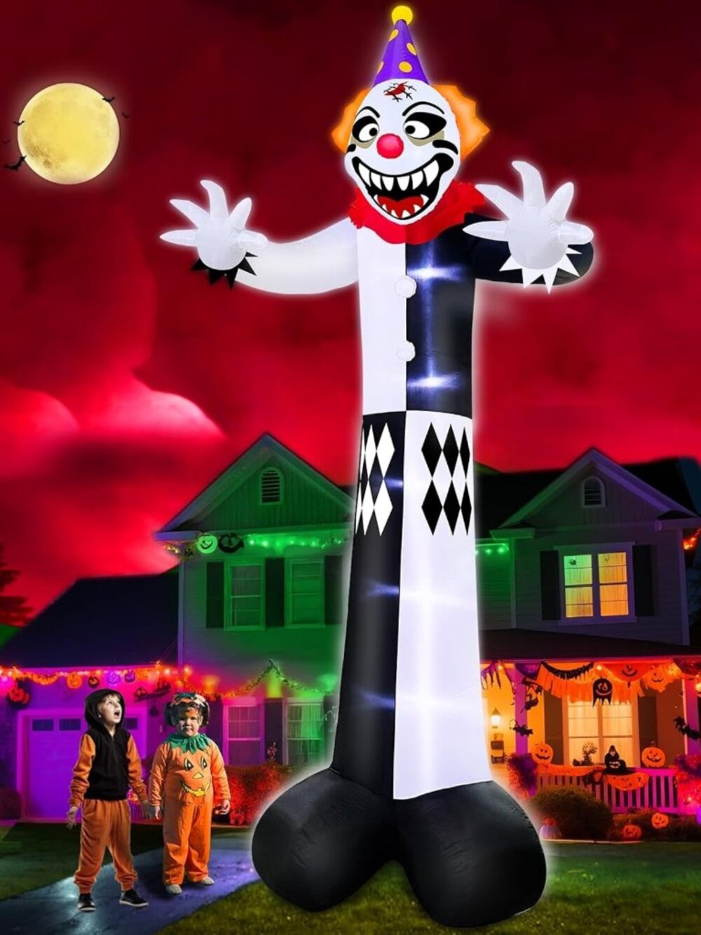 14 Ft Super Tall Halloween Inflatable Clown Decoration - Spooky Outdoor Decor